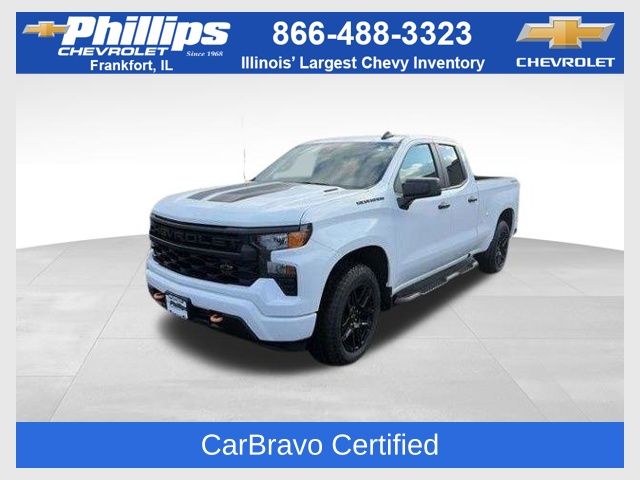 Summit White 2025 Chevrolet Silverado 1500 Custom Double Cab 4WD Pickup Truck Four-Wheel Drive 8-Speed Automatic