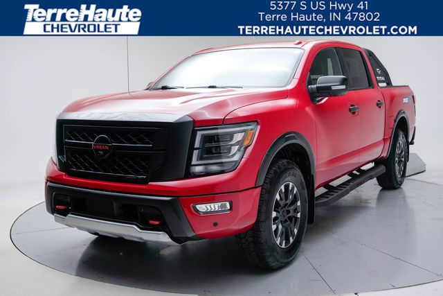 Red Alert 2021 Nissan Titan Pickup Truck Four-Wheel Drive 9-Speed Automatic