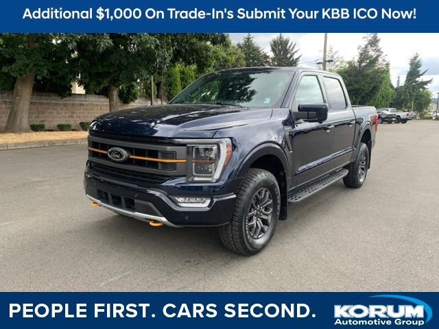 Blue 2023 Ford F-150 Pickup Truck Four-Wheel Drive Automatic