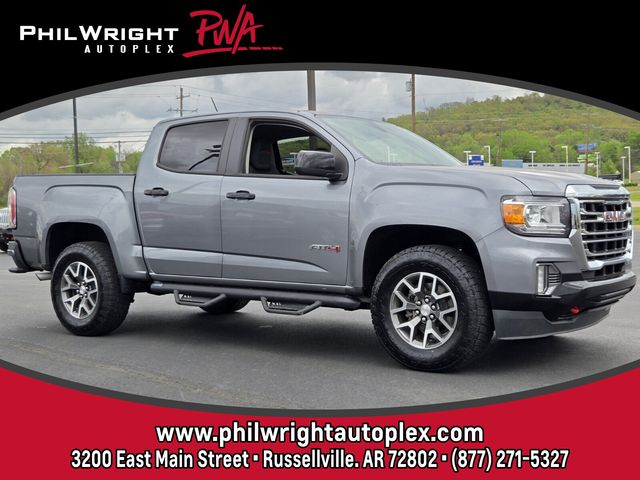 Gray (Satin Steel Metallic) 2021 GMC Canyon AT4 Crew Cab 4WD with Cloth Pickup Truck Four-Wheel Drive 8-Speed Automatic