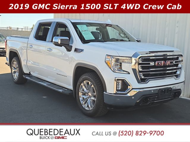 Summit White 2019 GMC Sierra 1500 SLT Crew Cab 4WD Pickup Truck Four-Wheel Drive Automatic