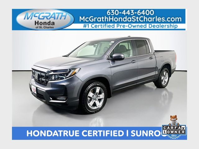 Gray (Modern Steel Metallic) 2025 Honda Ridgeline Pickup Truck All-Wheel Drive 9-Speed Automatic