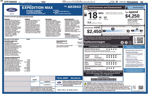 2023 Silver Metallic Ford Expedition Max Platinum 4X4 SUV