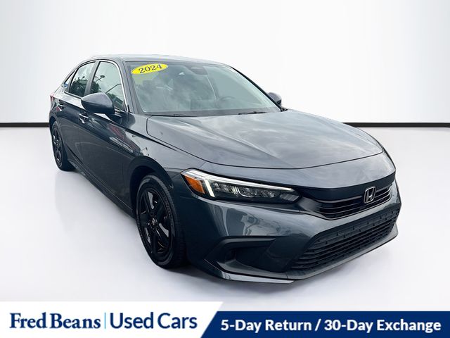 Platinum White Pearl 2024 Honda Civic Sedan Front-Wheel Drive Continuously Variable Transmission