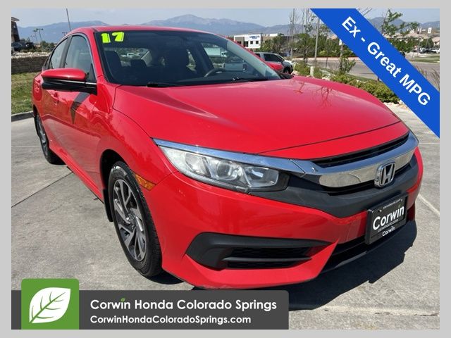 Rallye Red 2017 Honda Civic Sedan Front-Wheel Drive Continuously Variable Transmission