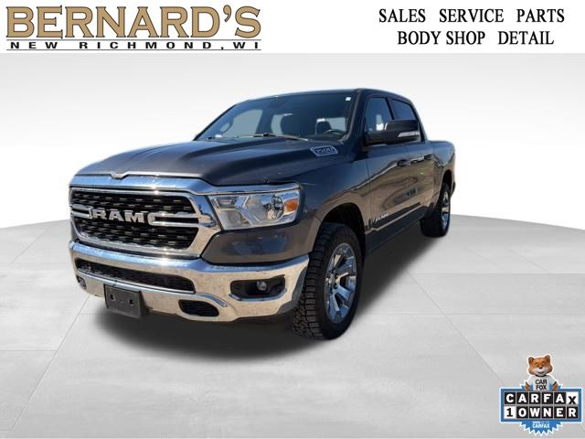 Gray (Granite Crystal Metallic Clearcoat) 2022 RAM 1500 Big Horn Crew Cab 4WD Pickup Truck Four-Wheel Drive 8-Speed Automatic