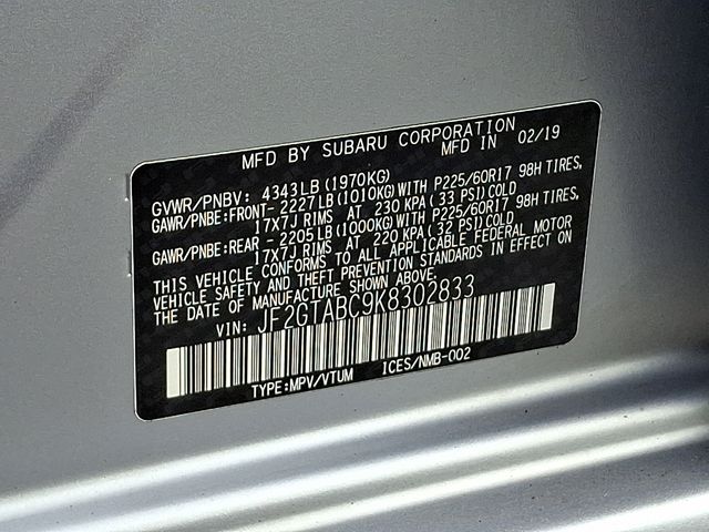 2019 Subaru Crosstrek 2.0i Silver at Subaru and VW of Moon Township