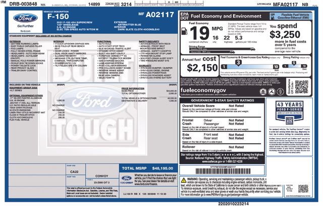 Antimatter Blue Metallic 2021 Ford F-150 Pickup Truck Four-Wheel Drive Automatic