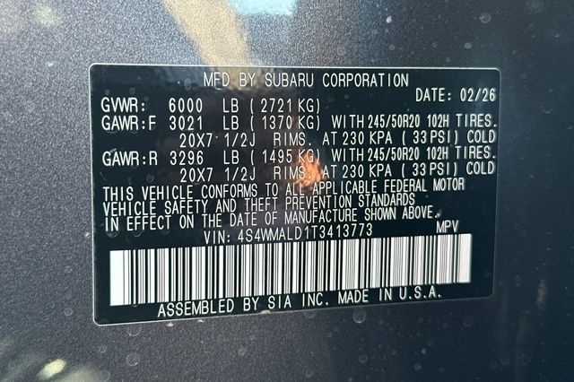 New 2026 Gray Subaru Onyx Edition Touring image 26