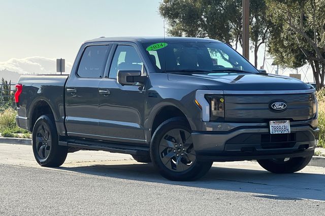 Gray Metallic 2024 Ford F-150 Lightning Lariat SuperCrew AWD Pickup Truck All-Wheel Drive Automatic