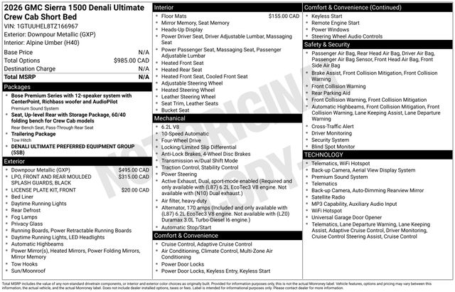 Downpour Metallic 2026 GMC Sierra 1500 Pickup Truck Four-Wheel Drive Automatic