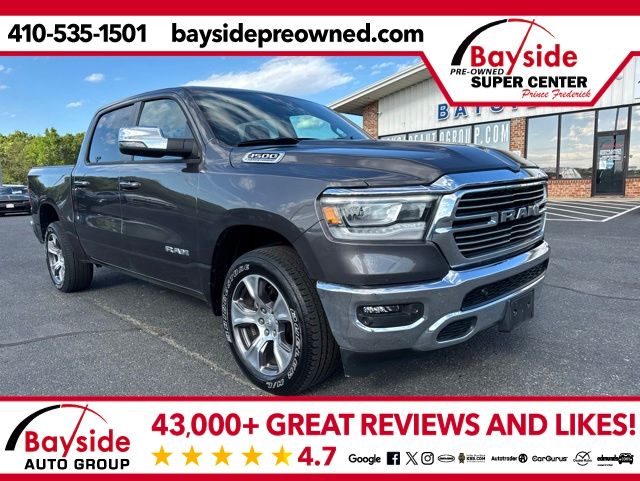 Gray (Granite Crystal Metallic Clearcoat) 2023 RAM 1500 Laramie Crew Cab 4WD Pickup Truck Four-Wheel Drive 8-Speed Automatic