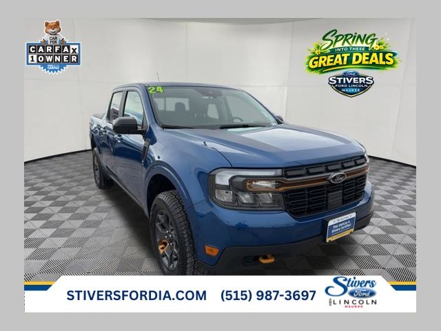 Atlas Blue Metallic 2024 Ford Maverick Lariat SuperCrew AWD Pickup Truck All-Wheel Drive 8-Speed Automatic