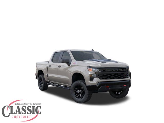 White Sand 2026 Chevrolet Silverado 1500 Custom Trail Boss Crew Cab 4WD Pickup Truck Four-Wheel Drive Automatic