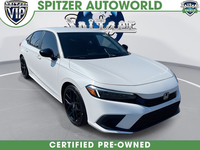 White 2024 Honda Civic Sport FWD Sedan Front-Wheel Drive Continuously Variable Transmission
