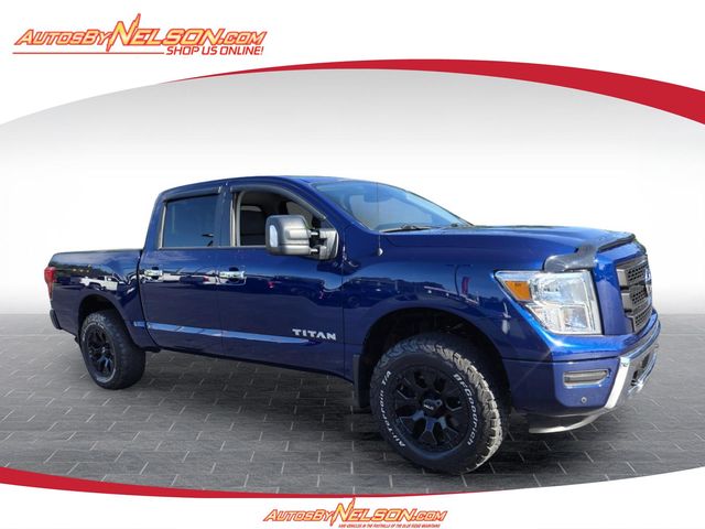 Deep Blue Pearl Metallic 2021 Nissan Titan Pickup Truck Four-Wheel Drive 9-Speed Automatic
