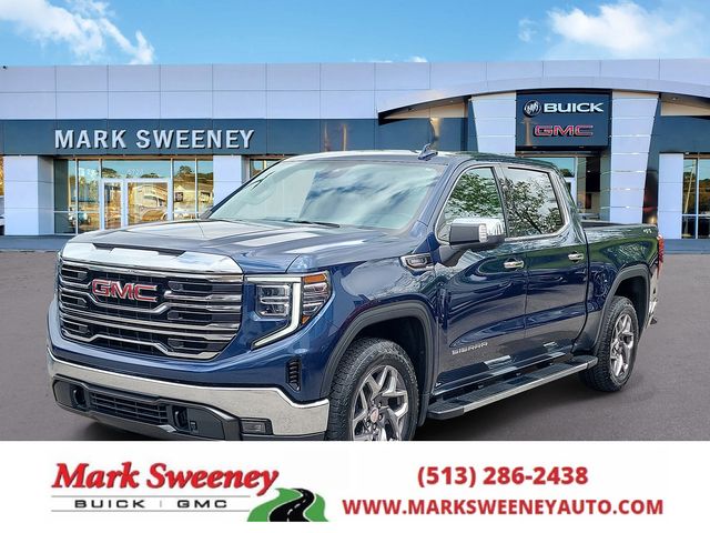 Pacific Blue Metallic 2023 GMC Sierra 1500 SLT Crew Cab 4WD Pickup Truck Four-Wheel Drive Automatic
