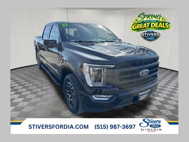 Agate Black Metallic 2022 Ford F-150 Lariat SuperCrew 4WD Pickup Truck Four-Wheel Drive Automatic