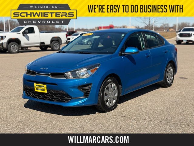 Sporty Blue 2023 Kia Rio S FWD Sedan Front-Wheel Drive Continuously Variable Transmission