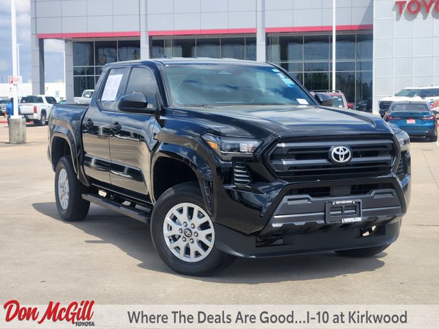 Black 2025 Toyota Tacoma SR Double Cab 4WD Pickup Truck Four-Wheel Drive 8-Speed Automatic