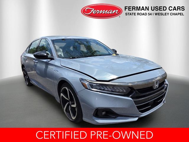 Blue 2022 Honda Accord Hybrid Sport FWD Sedan Front-Wheel Drive Continuously Variable Transmission