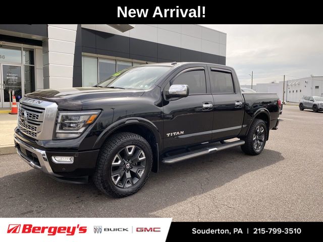 Super Black 2021 Nissan Titan Platinum Reserve Crew Cab 4WD Pickup Truck Four-Wheel Drive 9-Speed Automatic