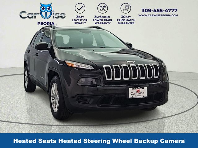 Brilliant Black Crystal Pearlcoat 2015 Jeep Cherokee Sport 4WD SUV / Crossover Four-Wheel Drive 9-Speed Automatic