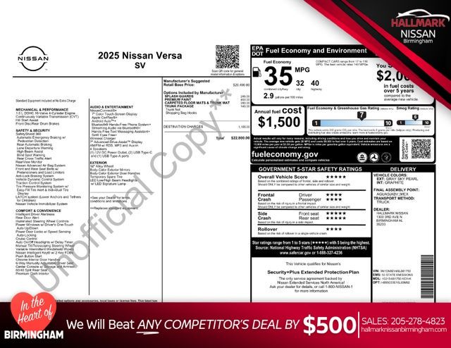 2025 Nissan Versa 1.6 SV