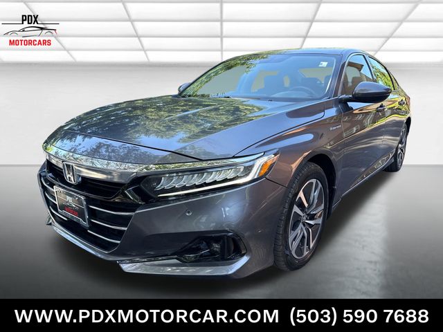 Gray 2022 Honda Accord Hybrid Sedan Front-Wheel Drive Continuously Variable Transmission