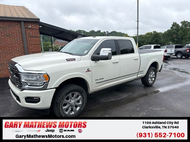 Pearl White 2023 RAM 3500 Pickup Truck Four-Wheel Drive 6-Speed Automatic