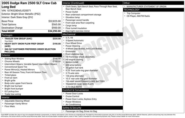 2005 Dodge RAM 2500 Plata (Bright Silver Metallic) Camioneta Todo terreno 5 velocidades Automática
