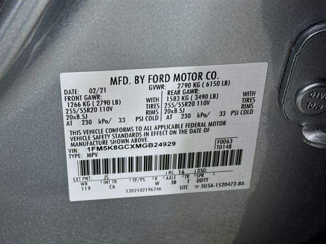 2021 Silver Metallic Ford Explorer ST 4X4 SUV