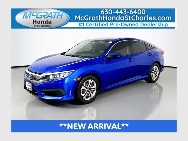 Aegean Blue Metallic 2016 Honda Civic LX Sedan Front-Wheel Drive Continuously Variable Transmission