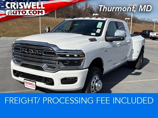 Bright White Clearcoat 2026 RAM 3500 Laramie Mega Cab DRW 4WD Pickup Truck Four-Wheel Drive 8-Speed Automatic