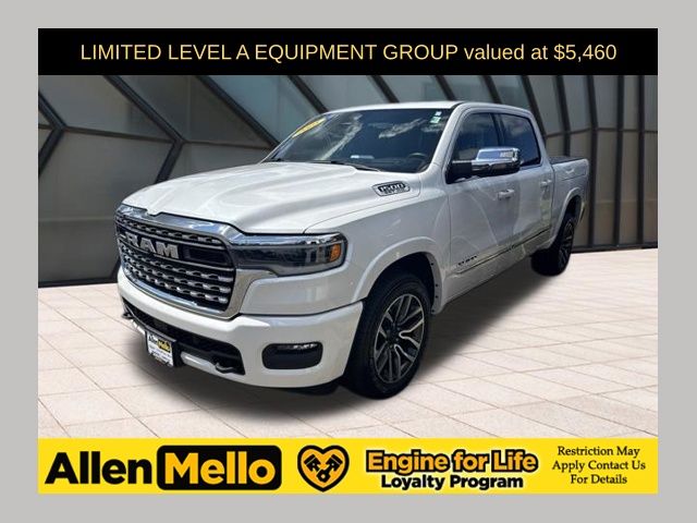 Ivory White Tri-Coat Pearlcoat 2025 RAM 1500 Pickup Truck Four-Wheel Drive 8-Speed Automatic
