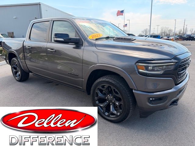 Gray (Granite Crystal Metallic Clearcoat) 2022 RAM 1500 Limited Crew Cab 4WD Pickup Truck Four-Wheel Drive 8-Speed Automatic