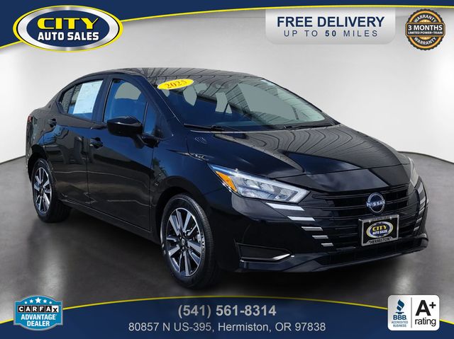 Super Black Metallic 2025 Nissan Versa Sedan Front-Wheel Drive Continuously Variable Transmission
