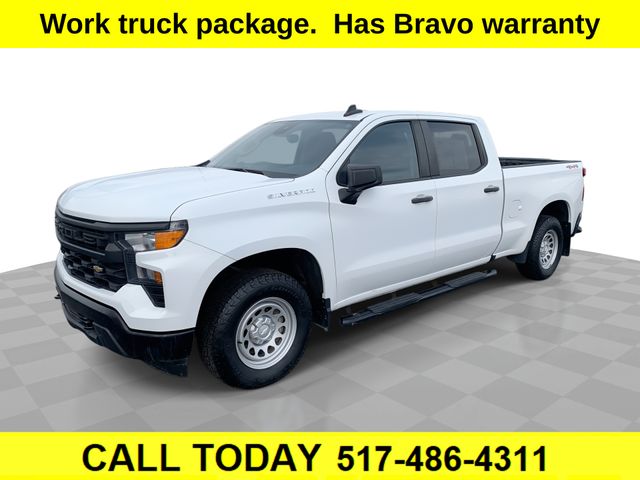 Summit White 2023 Chevrolet Silverado 1500 Work Truck Crew Cab 4WD Pickup Truck Four-Wheel Drive 8-Speed Automatic