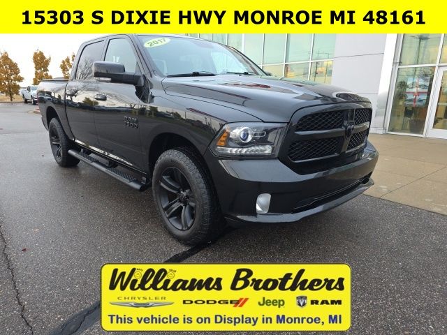 2017 Ram 1500 Night - Brilliant Black Crystal Pearlcoat exterior view 3