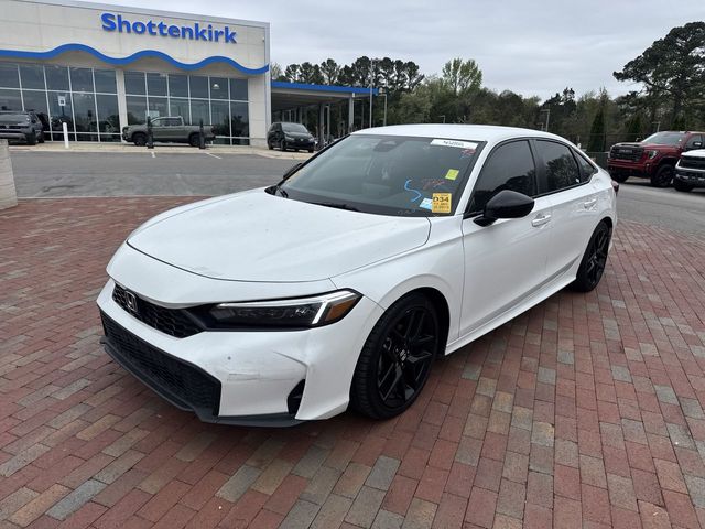White 2025 Honda Civic Sport FWD Sedan Front-Wheel Drive Continuously Variable Transmission