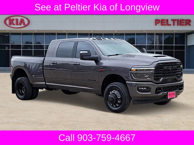 Gray (Granite Crystal Metallic Clearcoat) 2025 RAM 3500 Laramie Mega Cab DRW 4WD Pickup Truck Four-Wheel Drive 8-Speed Automatic