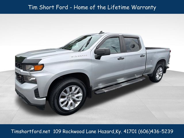 Silver Ice Metallic 2020 Chevrolet Silverado 1500 Custom Crew Cab 4WD Pickup Truck Four-Wheel Drive 6-Speed Automatic Overdrive