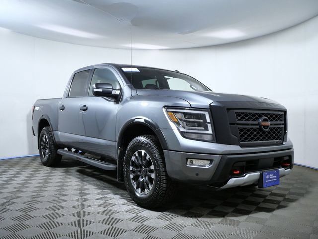 Gray (Gun Metallic) 2021 Nissan Titan PRO-4X Crew Cab 4WD Pickup Truck Four-Wheel Drive 9-Speed Automatic