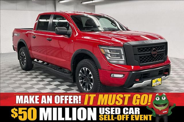 Red Alert 2023 Nissan Titan Pickup Truck Four-Wheel Drive 9-Speed Automatic