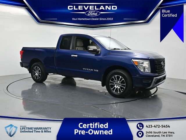 Deep Blue Pearl Metallic 2020 Nissan Titan Pickup Truck Four-Wheel Drive 9-Speed Automatic
