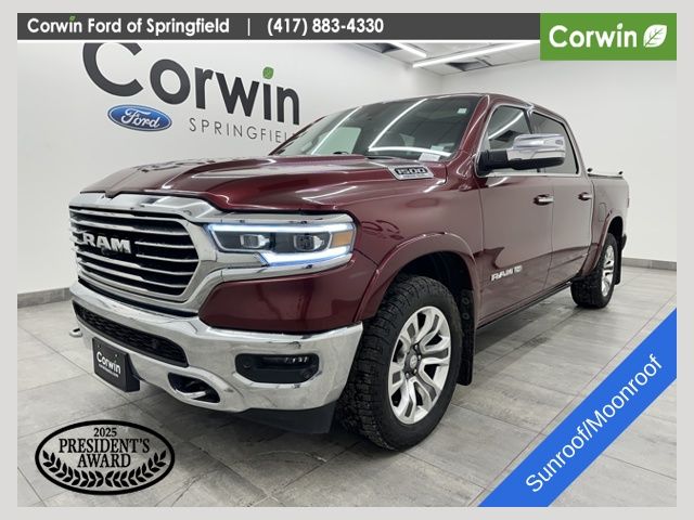 Delmonico Red Pearlcoat 2019 RAM 1500 Laramie Longhorn Crew Cab 4WD Pickup Truck Four-Wheel Drive 8-Speed Automatic