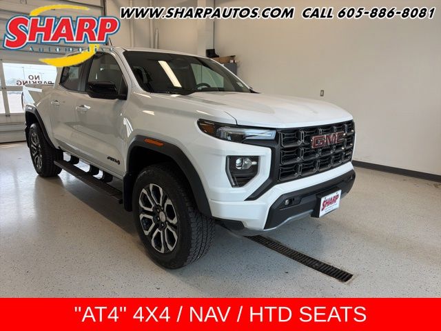 Summit White 2024 GMC Canyon AT4 Crew Cab 4WD Pickup Truck Four-Wheel Drive 8-Speed Automatic