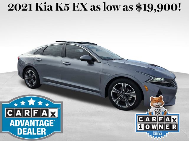 Everlasting Silver 2021 Kia K5 EX FWD Sedan Front-Wheel Drive 8-Speed Automatic