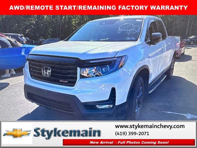 White 2023 Honda Ridgeline Pickup Truck All-Wheel Drive 9-Speed Automatic