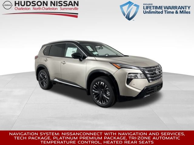 2025 Champagne Silver Metallic/Super Black Nissan Rogue Platinum FWD SUV